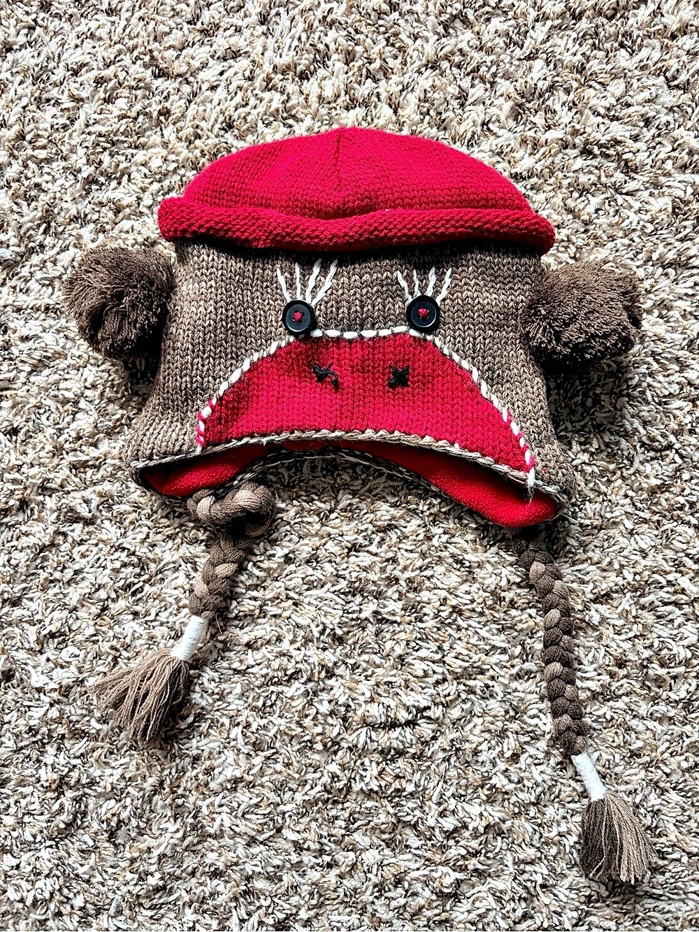 ABG Accessories Knit Monkey Animal Hat Brown & Pink